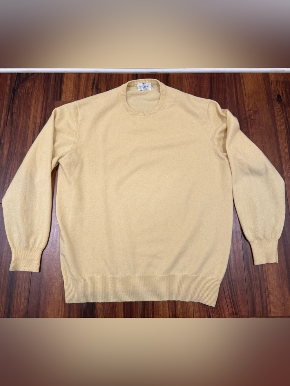 Vintage Butter Yellow Valentino Studio 100% Pure Cashmere Crewneck XXL